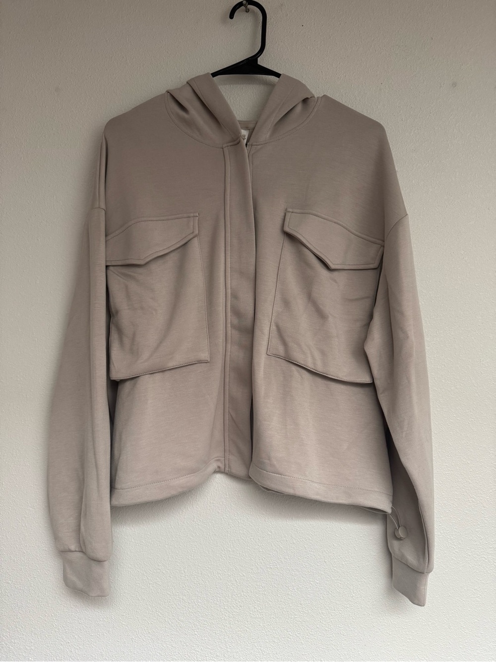 Yogalicious Hooded Jacket with Flap Pockets - Taupe